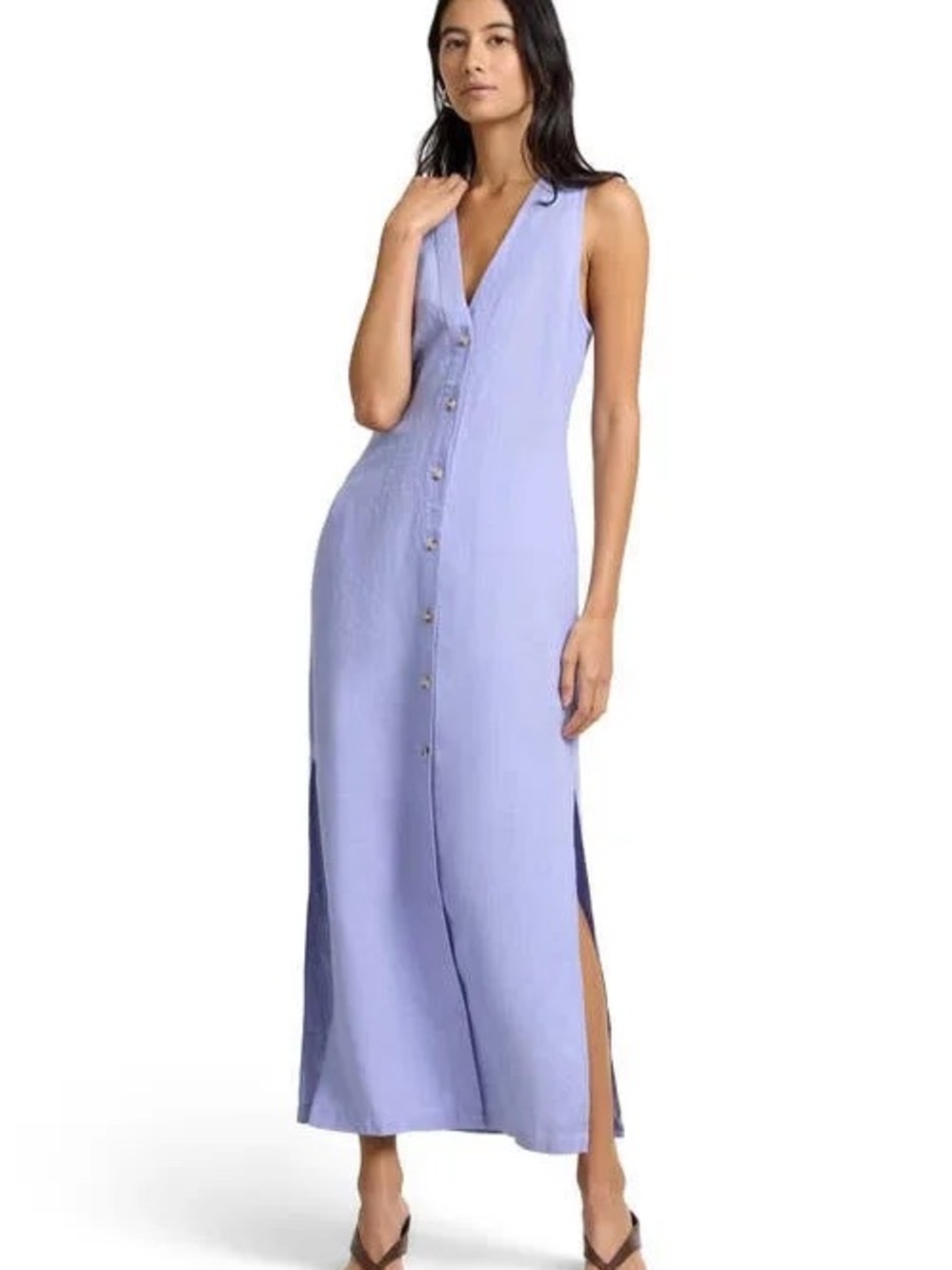 Onia Air Linen Button Down Maxi Dress | Periwinkle - Periwinkle